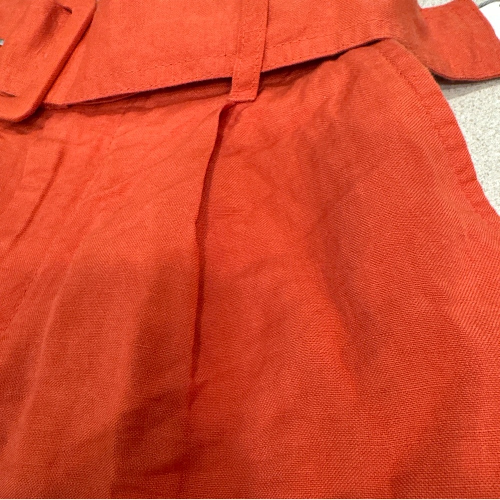 a new day Women's High Waist Orange Shorts with Buckle Linen Blend - Picture 4 of 8